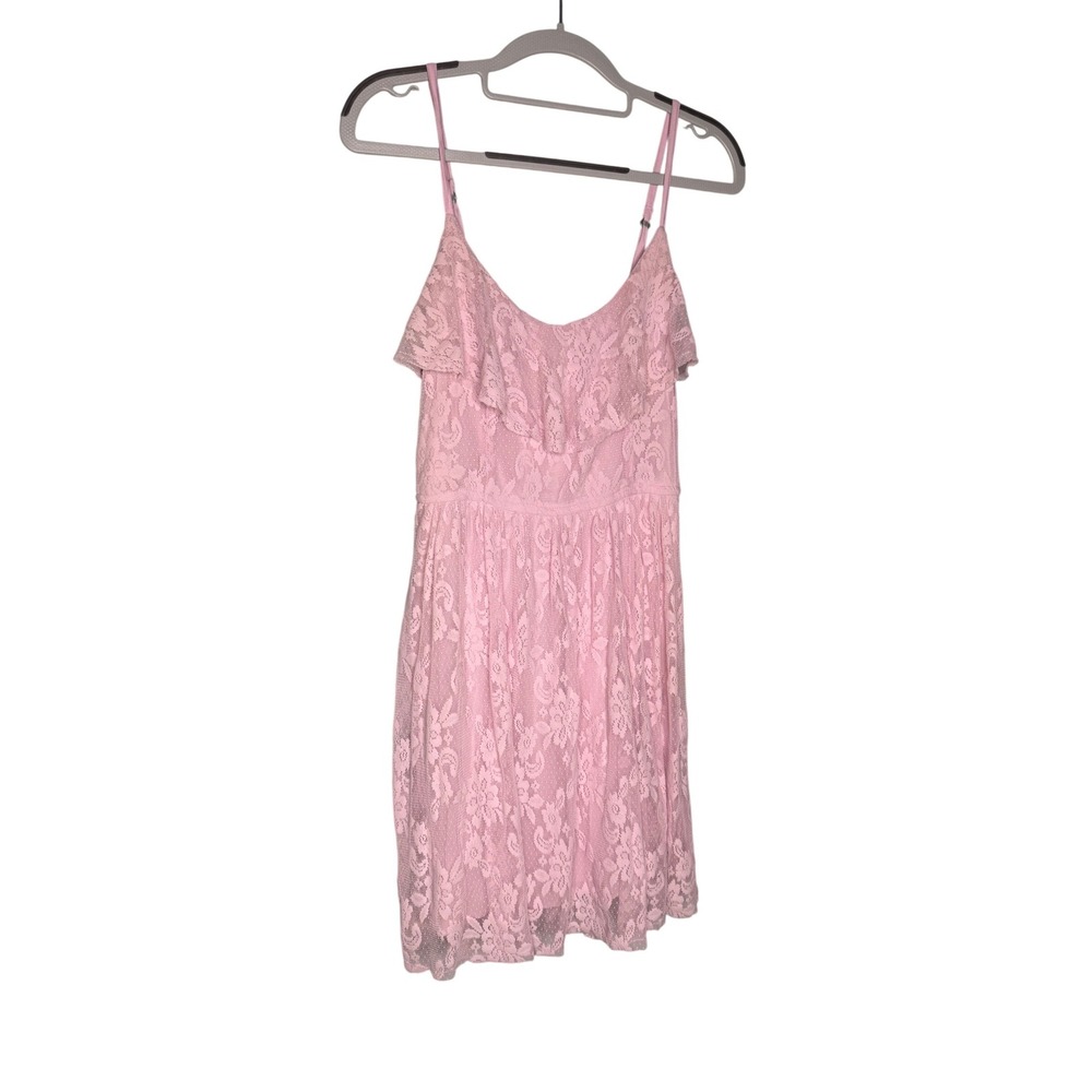 Hollister baby pink lace‎ floral strapless mini dress